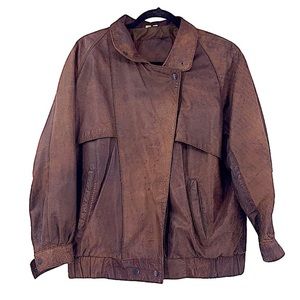 Oversized Vintage Express Leather Jacket
